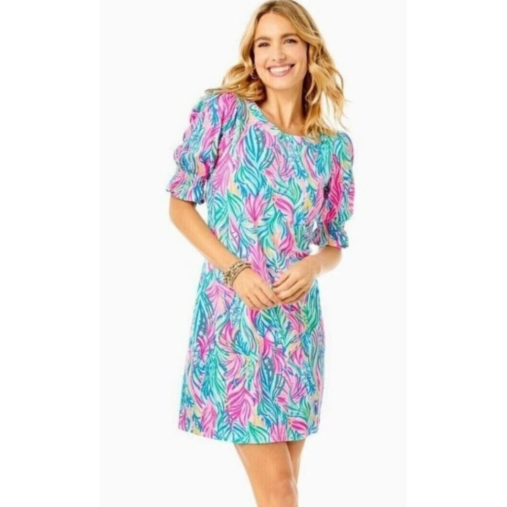 Lilly Pulitzer Adley Short Sleeve Sea Turtle Soiree Dress XXS